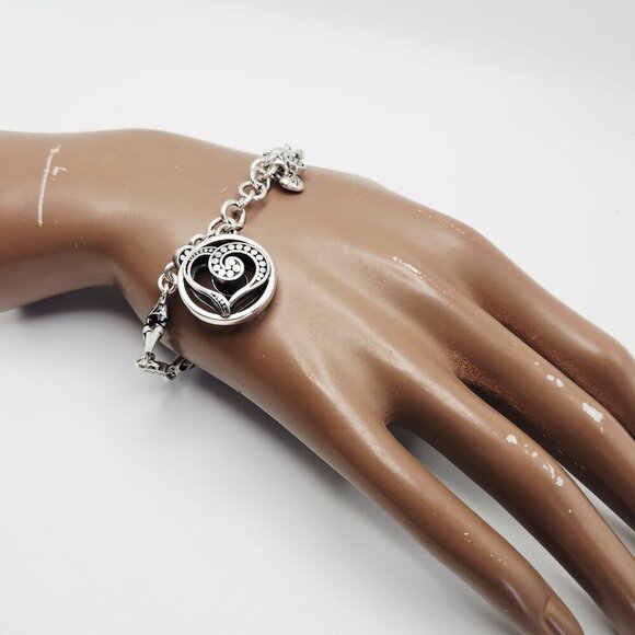 Brighton Ayu Heart Retired Silver Tone Puffy Chain Charm Bracelet - Picture 3 of 3